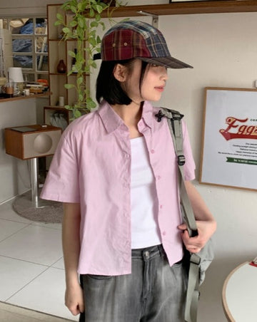 Dyoho Color Crop Collar Shirt